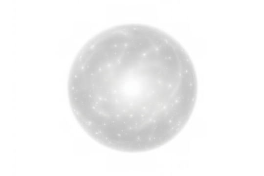 White sphere with glowing center and transparent background, perfect for digital art and graphic design projects