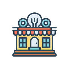 Color illustration icon for restaurant