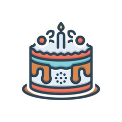 Color illustration icon for cake