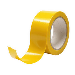 Bright yellow adhesive tape on a roll with a loose end, perfect for various crafting and repair tasks.