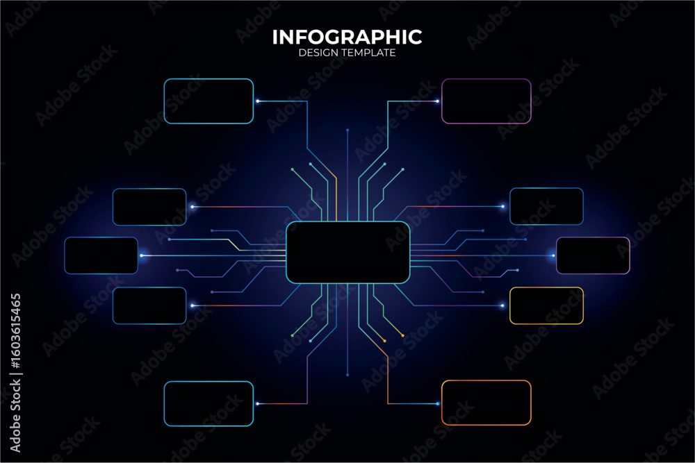 Poster colourful scheme template for process flow diagram ai. glowing infographic design with thin lines fo
