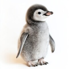 Baby Penguin Chick on White Background