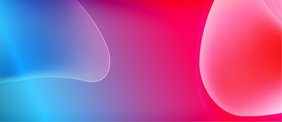Abstract colorful background. Smooth gradients blend blue, purple, pink, red hues. Minimalist design creates modern aesthetic.