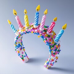 Colorful Birthday Headband with Candles and Confetti