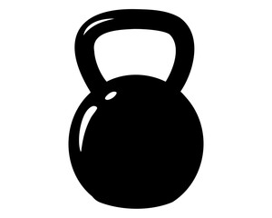 Kettlebell silhouette, fitness weight symbol, gym equipment. vector illustration