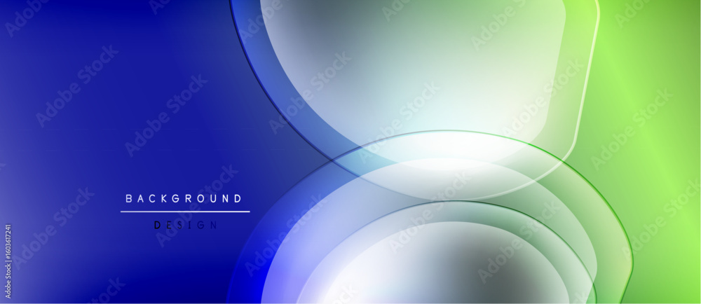 Poster abstract flowing shapes, blue to green gradient. modern design with curved lines, smooth transitions
