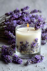 lavender candle. spa treatment, healing concept background