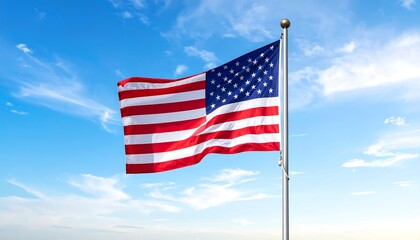 American flag waving in a clear blue sky (9)