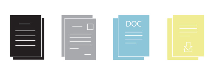 Document file icons in different style. Document icons. Different style icons set. For your web site design, logo, app, UI. Vector illustration. EPS 10.