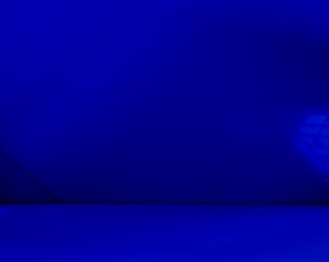 Blue background, wall summer backdrop, studio room loft table with natural shadow on wall floor,...