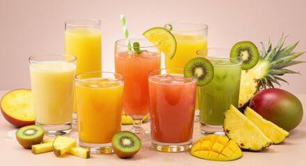 Fototapeta premium Fruit juices and smoothies variety
