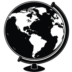 Black and white earth illustration on a stand
