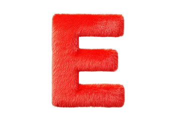 Obraz premium Red Fur Letter E on Transparent Background Decorative Letter