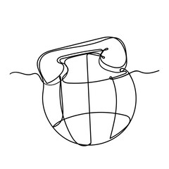 continuous line drawing telephone and earth globe illustration icon