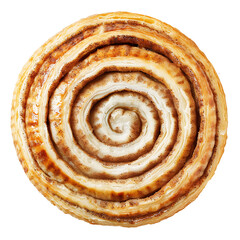 Fototapeta premium Top View of a Spiral Cinnamon Roll with Icing