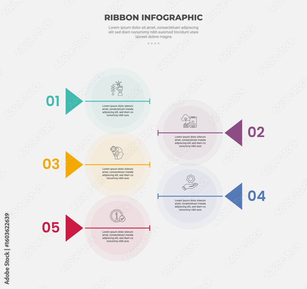 Aufkleber ribbon base shape infographic outline style with 4 point template with transparent circle background