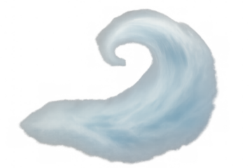 Soft blue wave creating a spiral shape with transparent background, perfect for adding a touch of elegance to any project