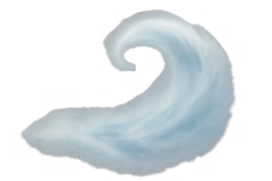 Soft blue wave creating a spiral shape with transparent background, perfect for adding a touch of elegance to any project - Powered by Adobe