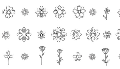 Flower vector art collection: floral outline illustrations for design and coloring pages projects