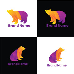 bear animal illustration logo design