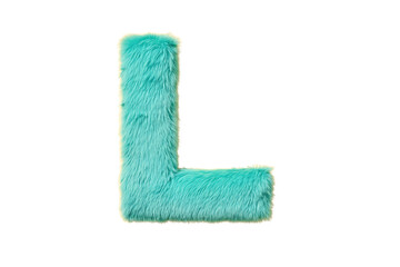 Furry Blue Letter L Plush Toy on Transparent Background for Kids and Decorative Items