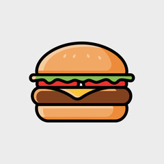 Deliciously Illustrated Hamburger with Fresh Ingredients and Toasted Buns