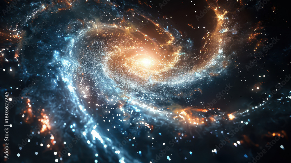 Poster galactic swirl action outer space digital art cosmic environment close-up view beyond the universe c