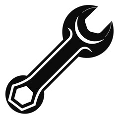 Silhouette of a Versatile Wrench Tool with Open and Box Ends, Ideal for Mechanics and DIY Enthusiasts