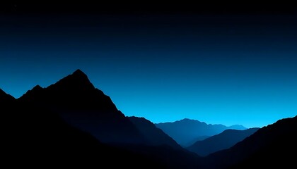 Blue mountain range silhouette at night background wallpaper desktop high resolution image