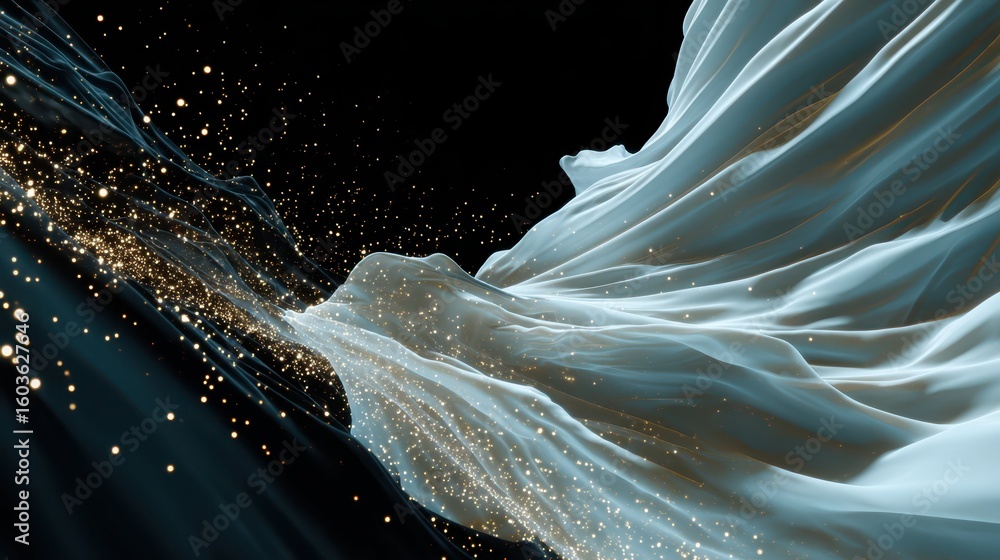 Aufkleber flowing abstract digital particles in motion with ethereal quality