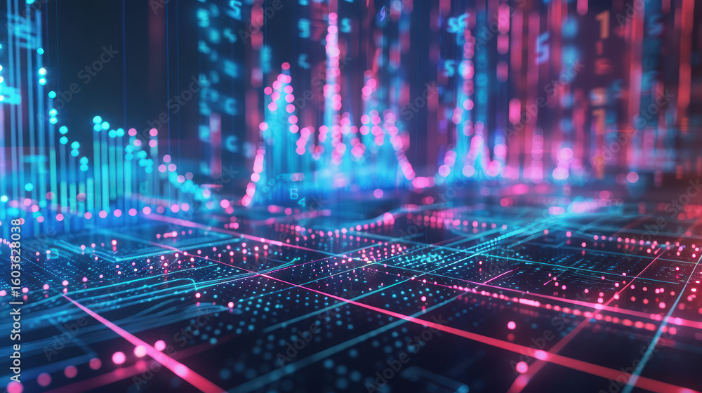 Aufkleber dynamic digital data visualization virtual environment abstract content futuristic perspective