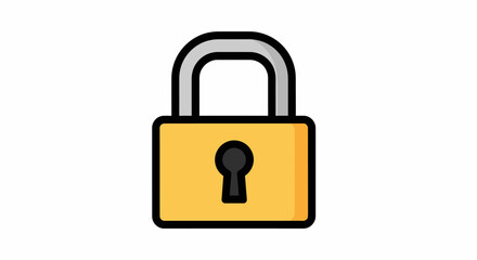 Naklejka premium Simple Yellow Padlock Icon with Black Outline and Keyhole Detail