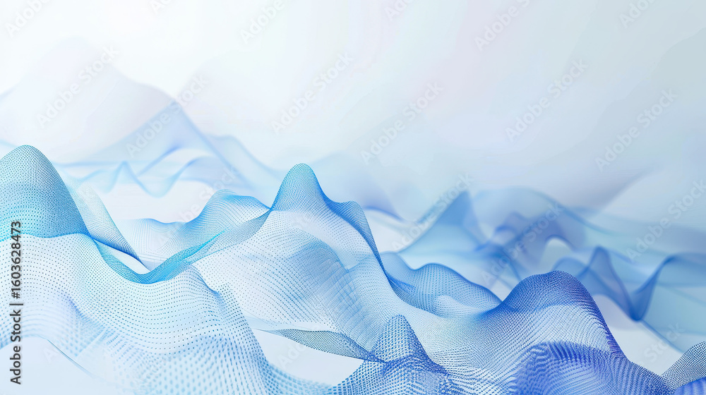 Poster dynamic flow of blue waves illustrating digital innovation in abstract art calm studio environment c