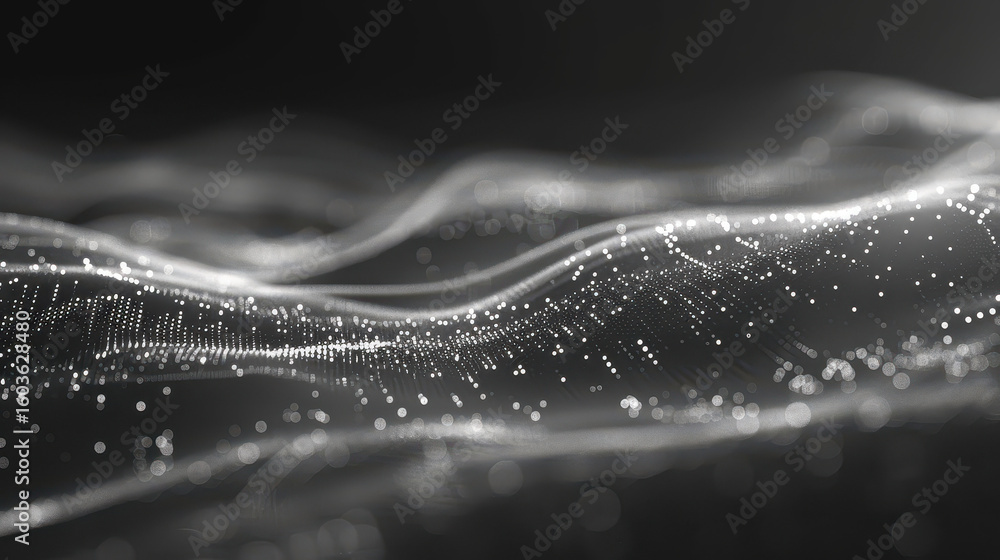 Poster exploring ethereal waves of light digital realm abstract art dark environment close-up view visual h