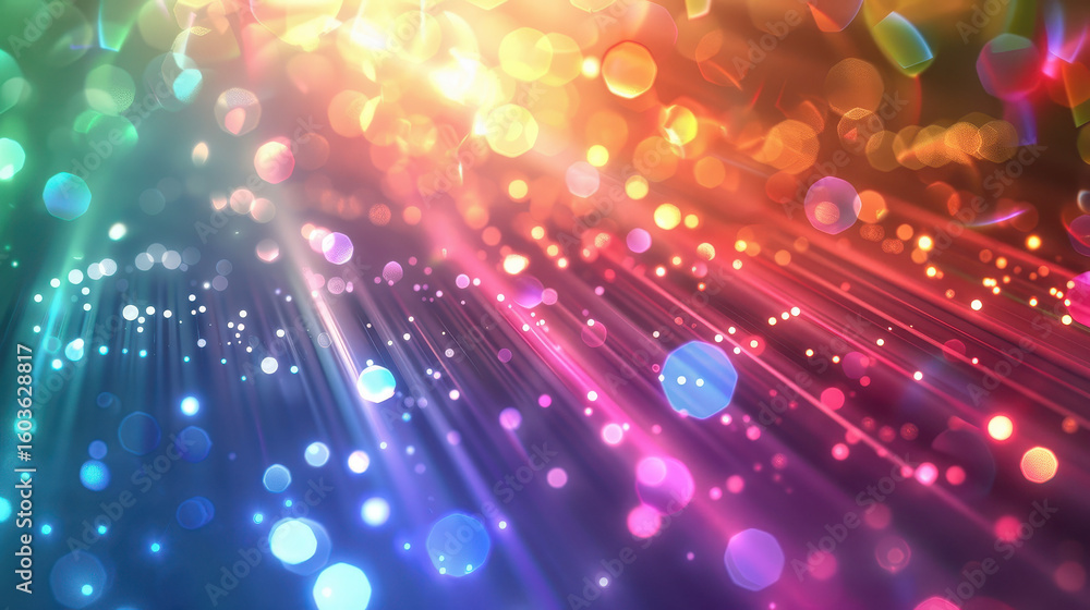 Poster vibrant light rays and bokeh effects digital art abstract background colorful environment artistic v