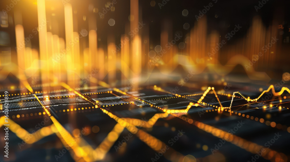 Poster financial data visualization digital environment chart analysis business insights technological tren