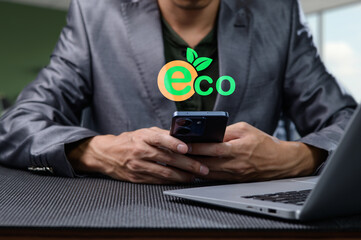 Business Person Engaged in Ecological and Economic Innovation