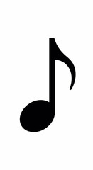 A Simple, Bold Black Eighth Note on White Background.