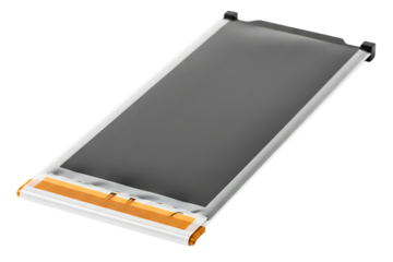 Flexible electronic paper screen component with connector isolated on a transparent background