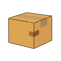 Vector Illustration of Cardboard Box. Shipping Package Clipart