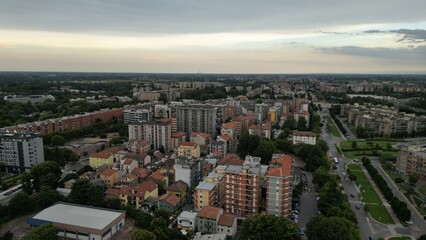 Cityscape Aerial View: An aerial panorama of a bustling cityscape. a vivid view showcasing the...