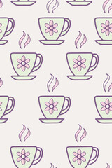 Cute floral teacups with steam pastel