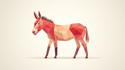 Obraz premium Geometric donkey profile illustration, artistic animal design, suitable for posters, children's books, or educational materials