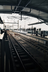 Mass rapid transit train railway station platform in Jakarta Indonesia in the afternoon