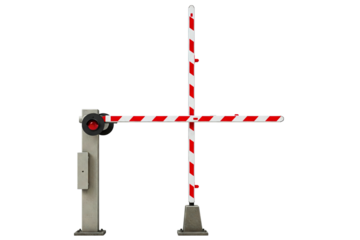 Automatic boom barrier gate for parking lot access control isolated on a transparent background