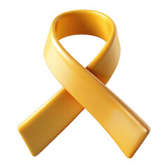 3d yellow awareness ribbon isolated on transparent background
