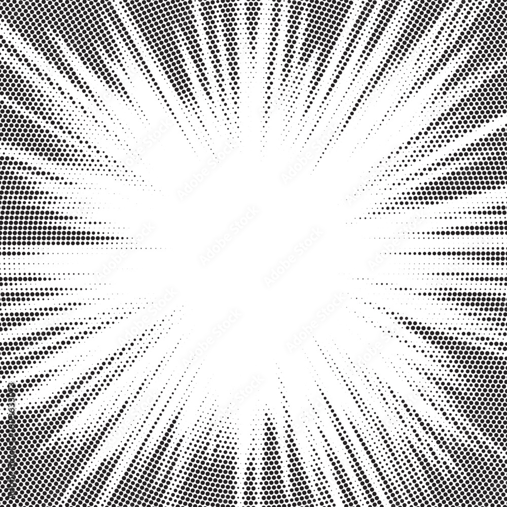 Aufkleber halftone gradient sun rays pattern. abstract halftone vector dots background. monochrome dots patter