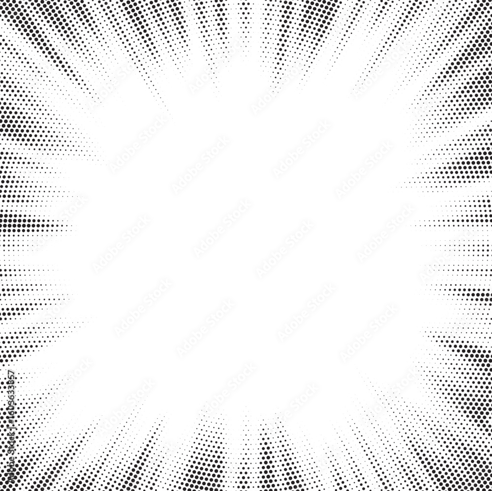 Aufkleber halftone gradient sun rays pattern. abstract halftone vector dots background. monochrome dots patter