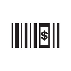 Barcode payment icon with embedded dollar symbol, representing fast checkout and digital transactions. Ideal for retail, POS systems, e-commerce, fintech apps, and smart payment solutions.