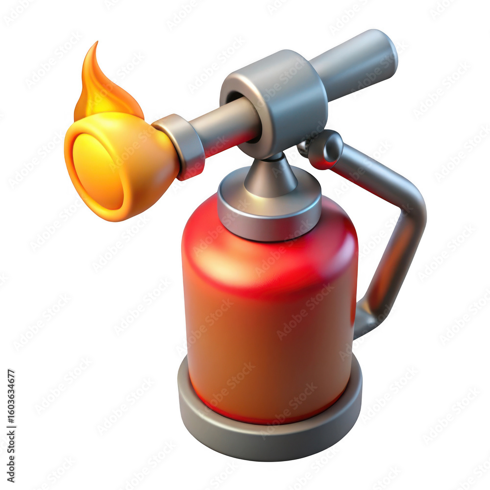 Poster 3d blow torch with flame isolated on transparent background